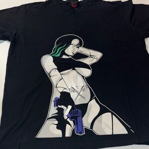 Rare Vintage Folter Gothic Girl Streetwear Graphic Tee Shirt Size XL‎